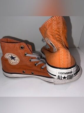 Converse All Star Orange High Top Sneakers with Gray Laces
